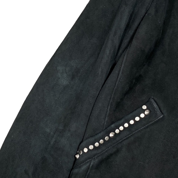 Vintage 90s Gianni  Versace Studded Suede Leather Sherpa Jacket Womens 40 - Picture 5 of 16